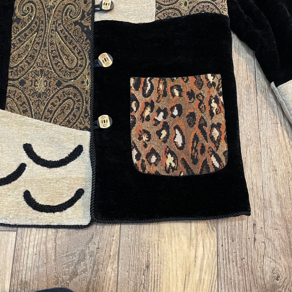 Indigo Moon Patchwork Tapestry Leopard Paisley Ve… - image 4